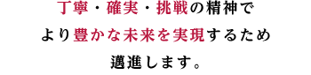 丁寧・確実・挑戦の精神で
より豊かな未来を実現するため
邁進します。